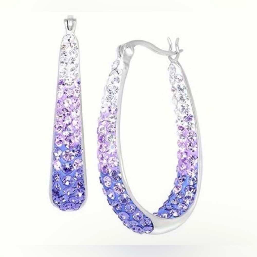 NEW Silver and Purple Hoop Earrings - Boutique